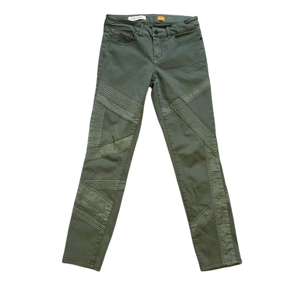 Anthropologie Pilcro Stet Moto Skinny Jeans Olive Green 27 Utility Biker EUC